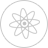 Atom symbol in a black circular background.