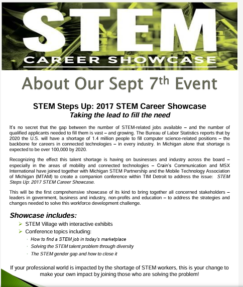 STEM Career Showcase event flyer